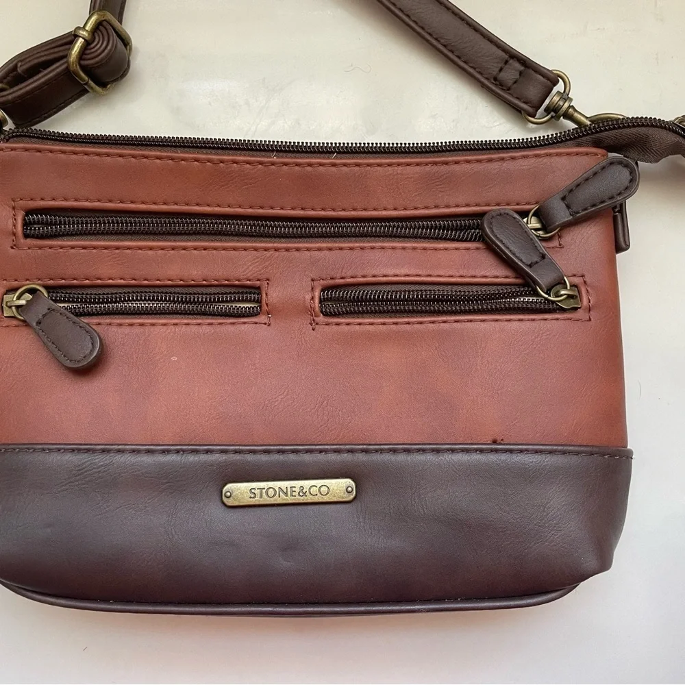 Stone & Co. Black and Brown crossbody w/ pockets EUC!